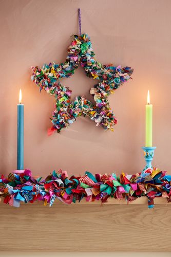 Recycled Sari Wreath Multicolour Star