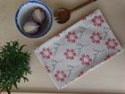 Organic Tea Towel - Machair Flower Red