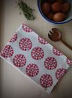 Organic Tea Towel - Machair Clock Red