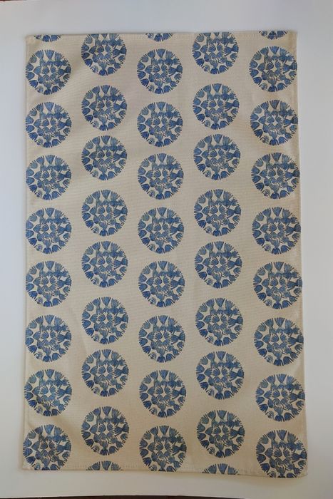 Organic Tea Towel - Machair Clock Blue