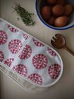 Organic Double Oven Glove - Machair Clock Red