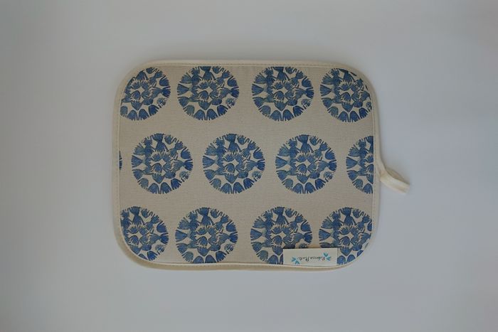 Organic Rayburn Hob Cover and Table Protector - Machair Clock Blue