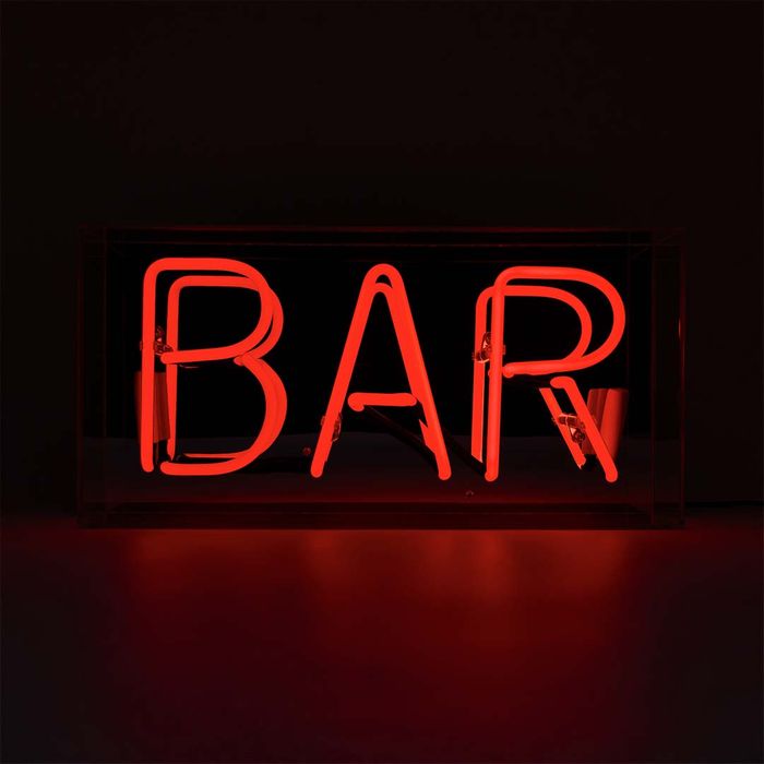 'Bar' Glass Neon Sign - RED