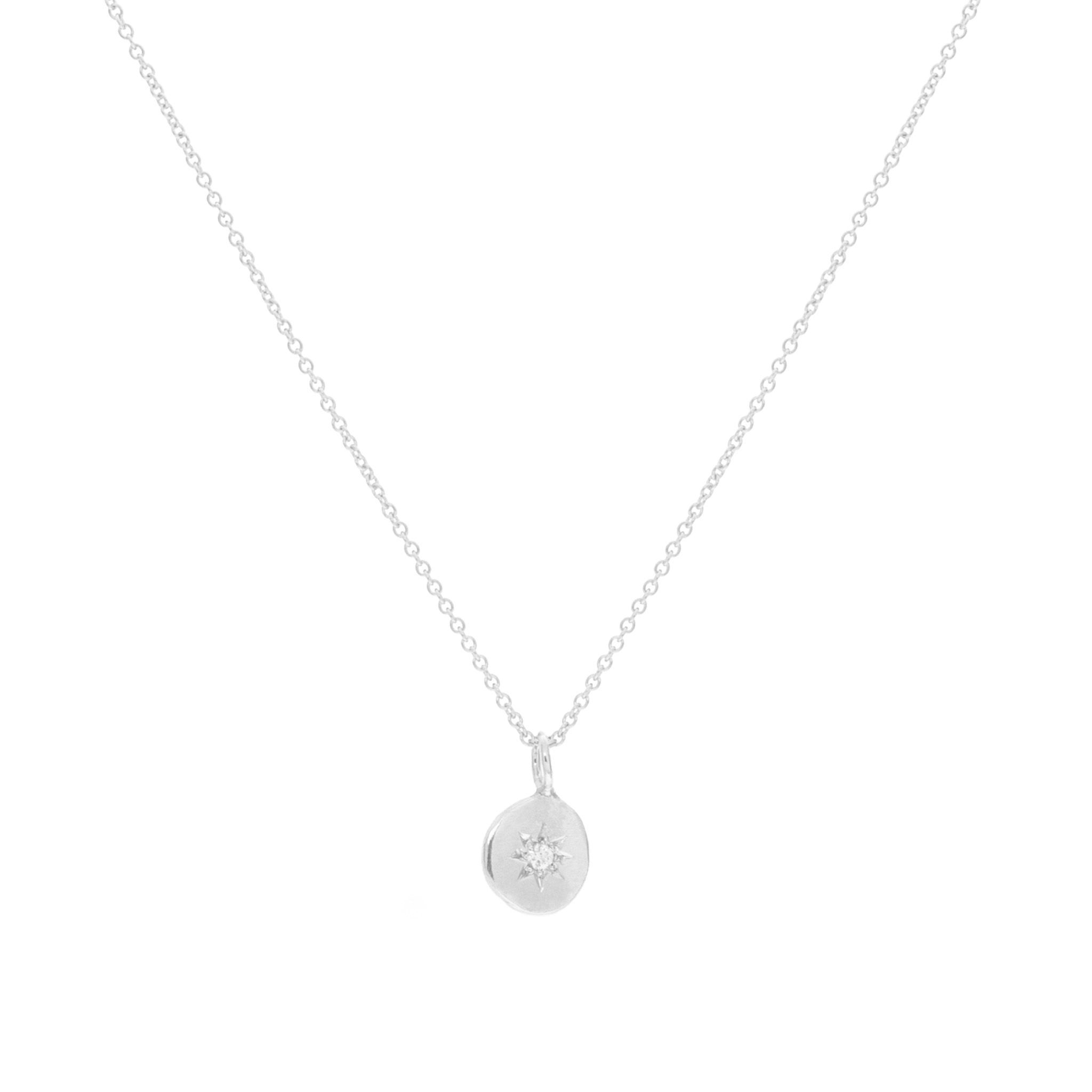 Star Set Diamond Necklace, Sterling Silver