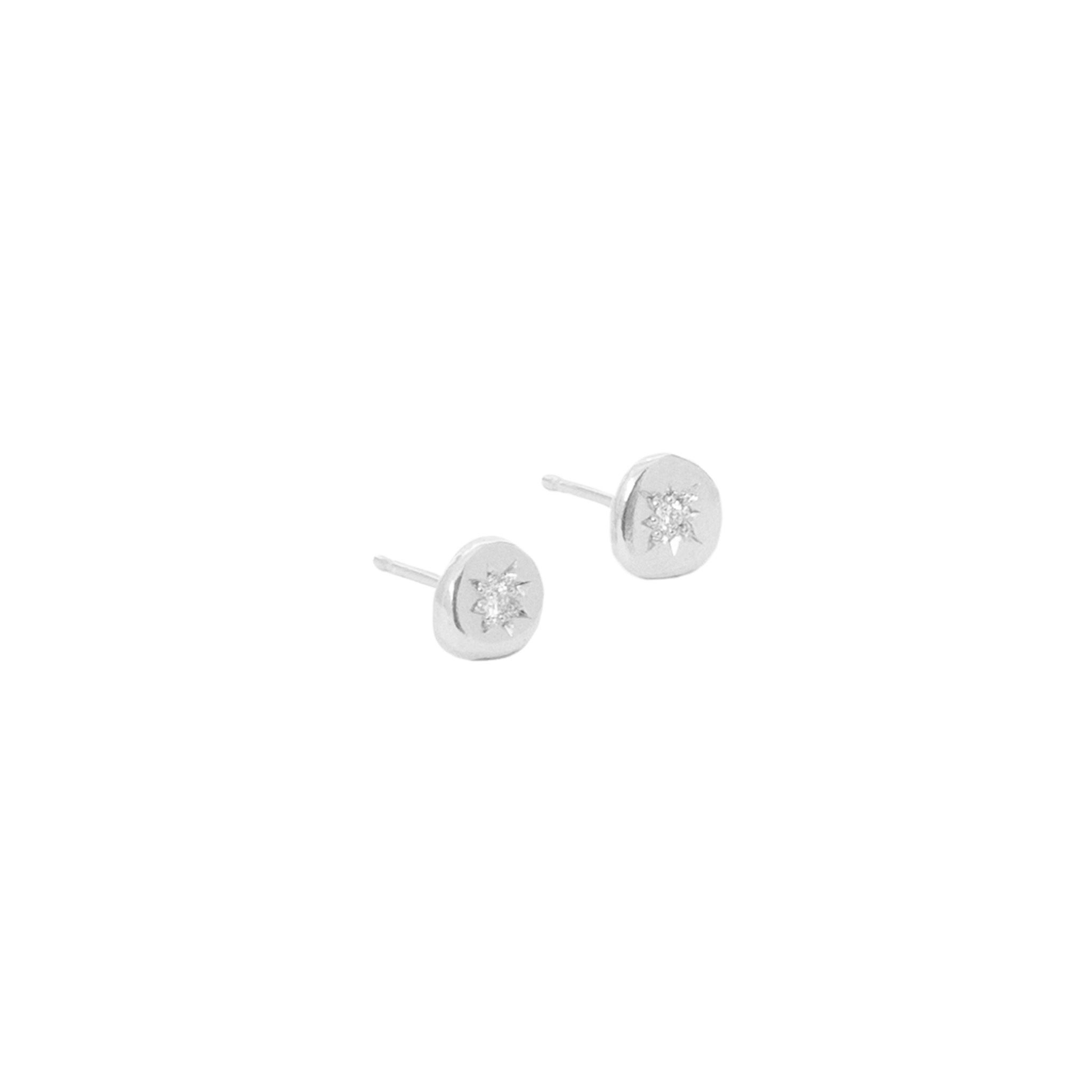 Star Set Diamond Studs, Sterling Silver