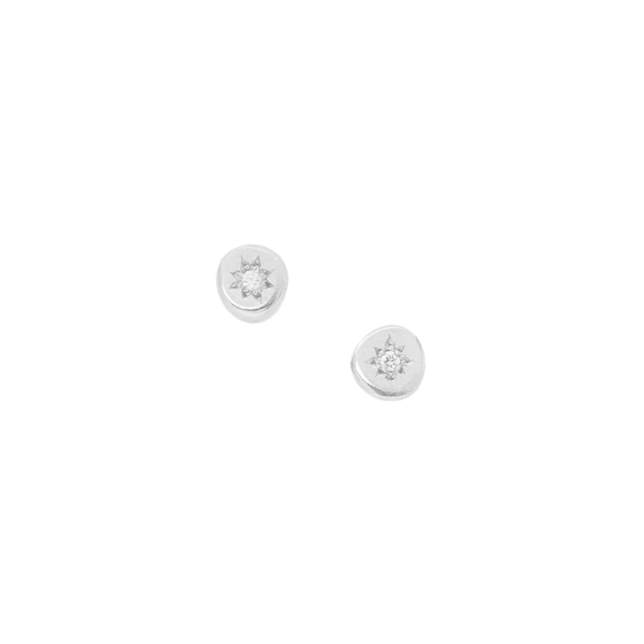 Star Set Diamond Studs, Sterling Silver