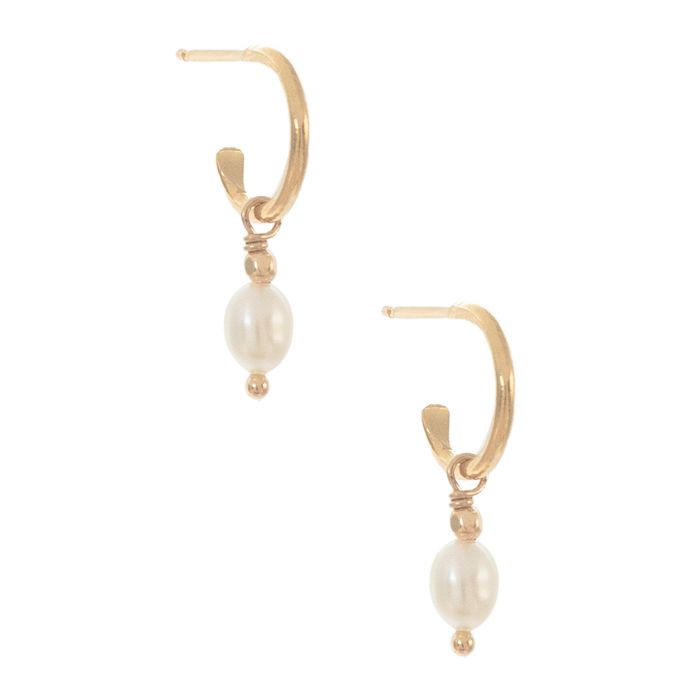 Pearl Huggie Hoops, 18ct Gold Vermeil