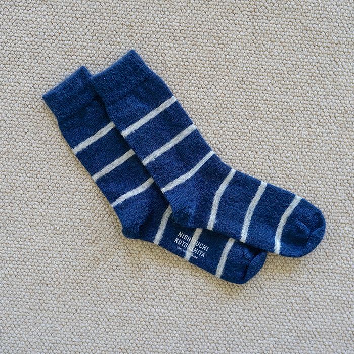 MOHAIR WOOL BORDER SOCKS