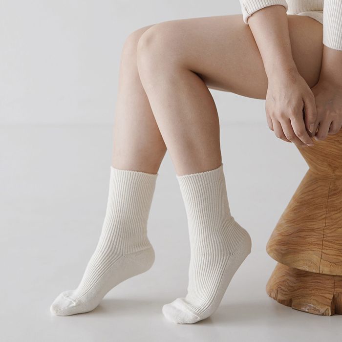 Wool Cashmere Ribbed Socks / hakne