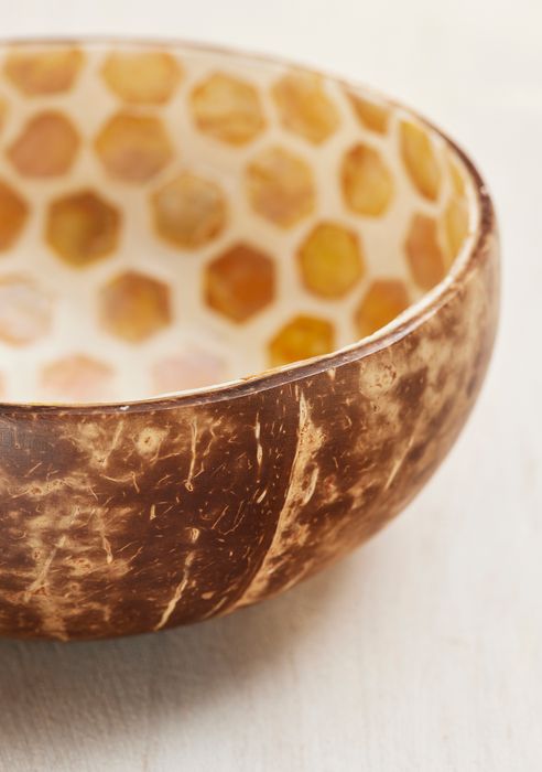 Coconut Bowl, Shell Honeycomb Bee