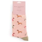 SKS429 Sausage Dog & Spots Socks Dusky Pink