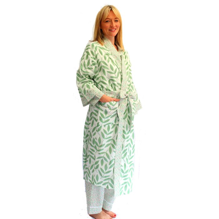 Cotton Kimono Robes in Lime Tree Fabrics