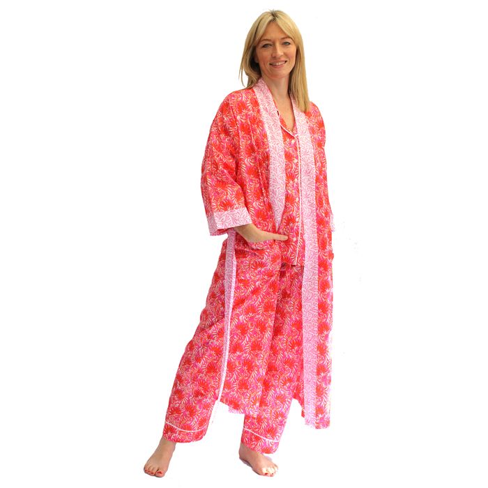 Cotton Kimono Robes in Lime Tree Fabrics