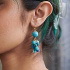 Kantha Azure Dangle Cluster Earrings