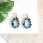 Kantha Azure Beaded Teardrop Earrings