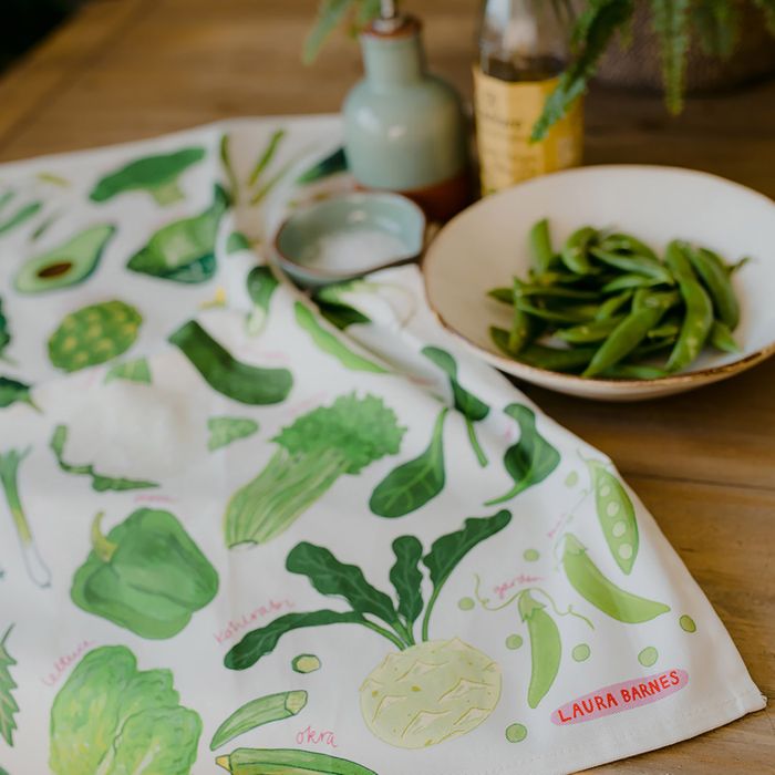 Green Vegetables Organic Cotton Tea towel