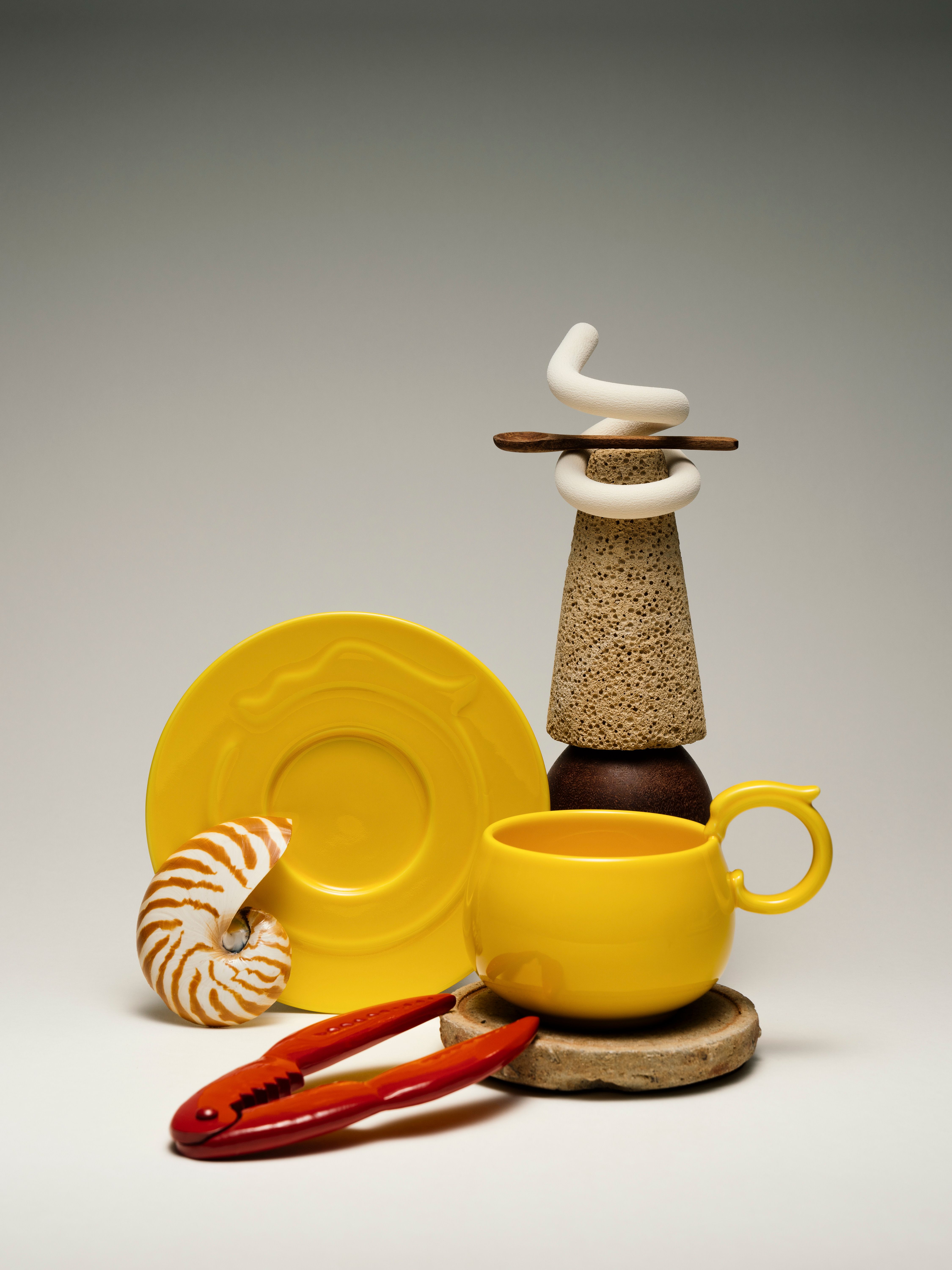 Dragon coffee set - Bright yellow