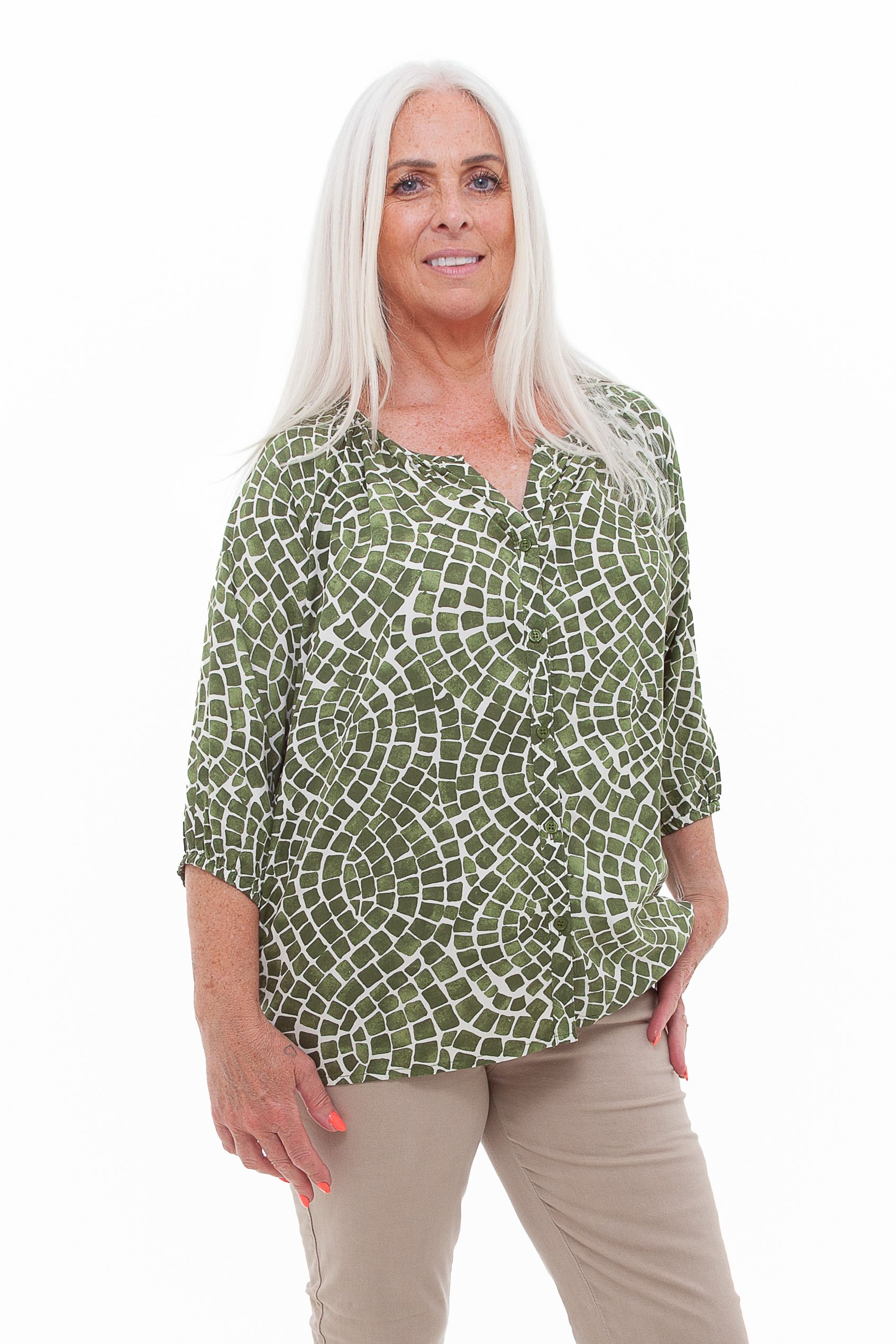Button Thru Rayon Top - Maze