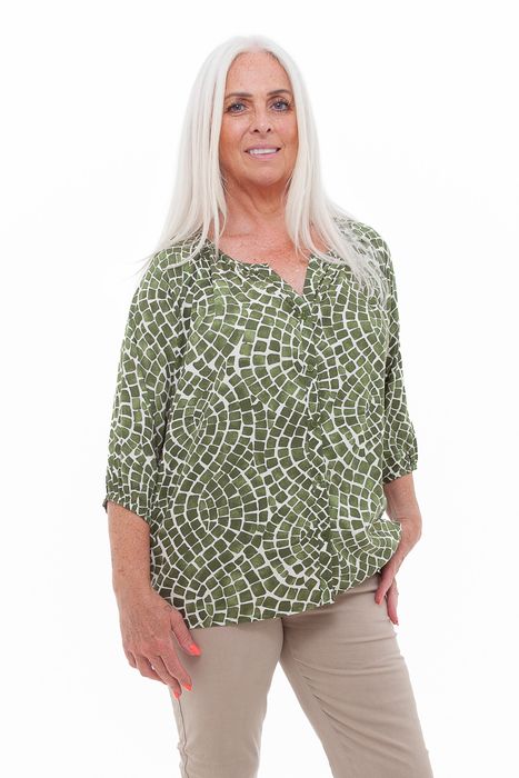 Mosaic Twist Button Through Blouse