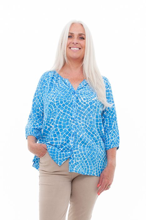 Mosaic Twist Button Through Blouse