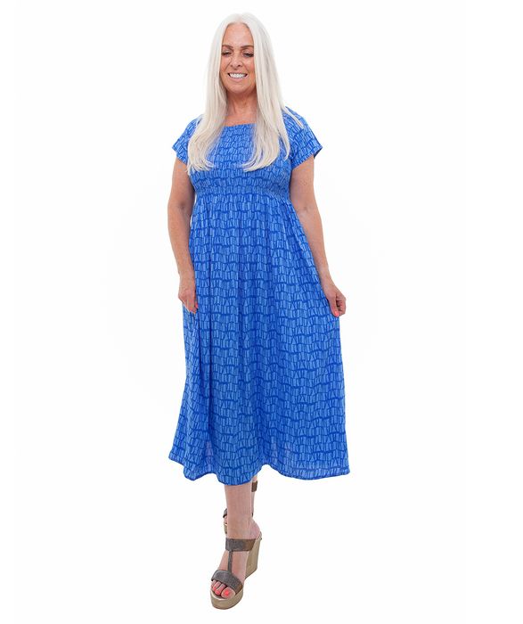 Tonal Geo Shirred Bust Dress