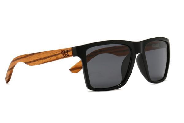 SOEK® DALTON Black Sunglasses l Black Lens l Walnut Arms