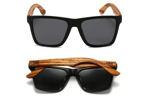 SOEK® DALTON Black Sunglasses l Black Lens l Walnut Arms