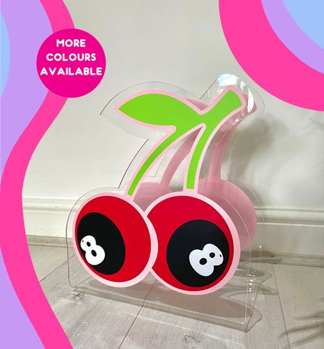 Cherry magic 8 ball acrylic storage holder for records, books and other storage
