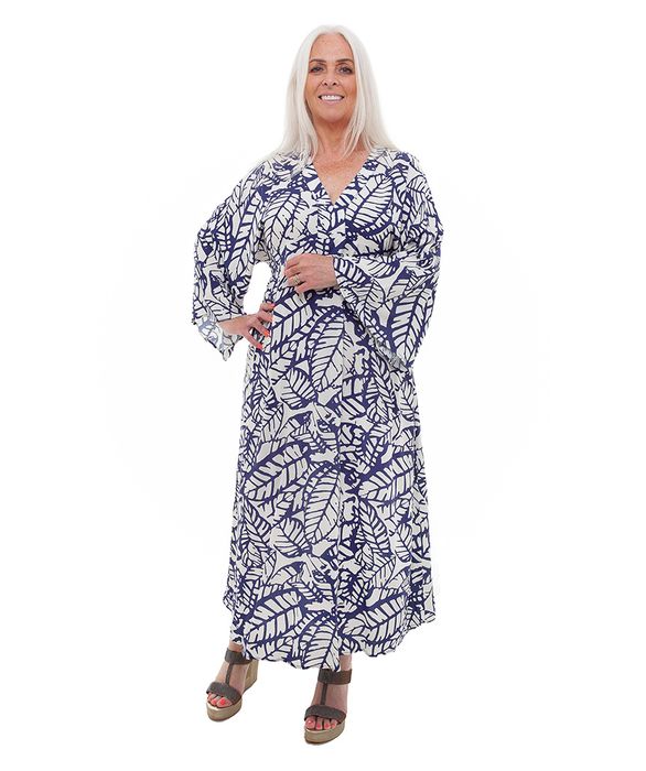 Tropical Leaf Angel Sleeve Dress
