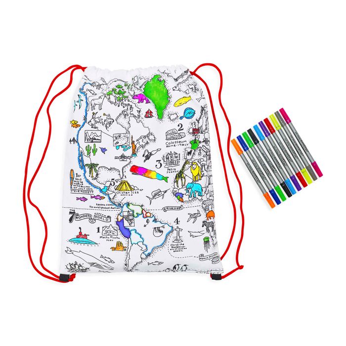 Colour-in World Map Backpack