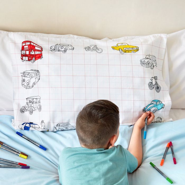 Colour-in Working Wheels Pillowcase