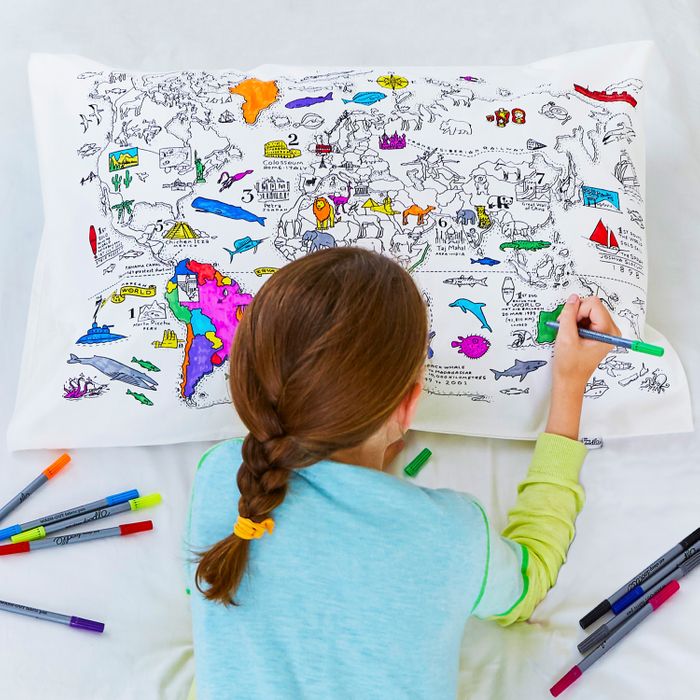 Colour-in World Map Pillowcase