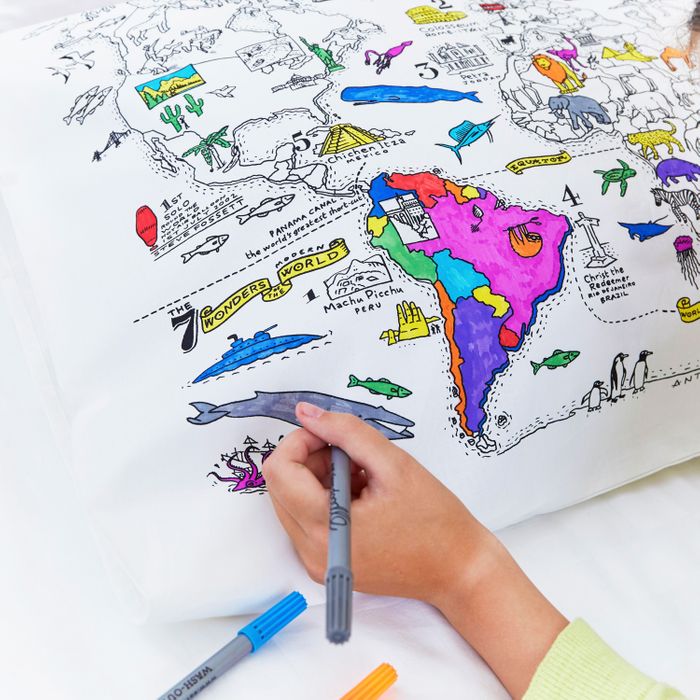 Colour-in World Map Pillowcase