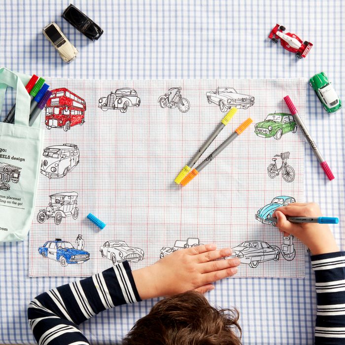 Colour-in Working Wheels Placemat to Go