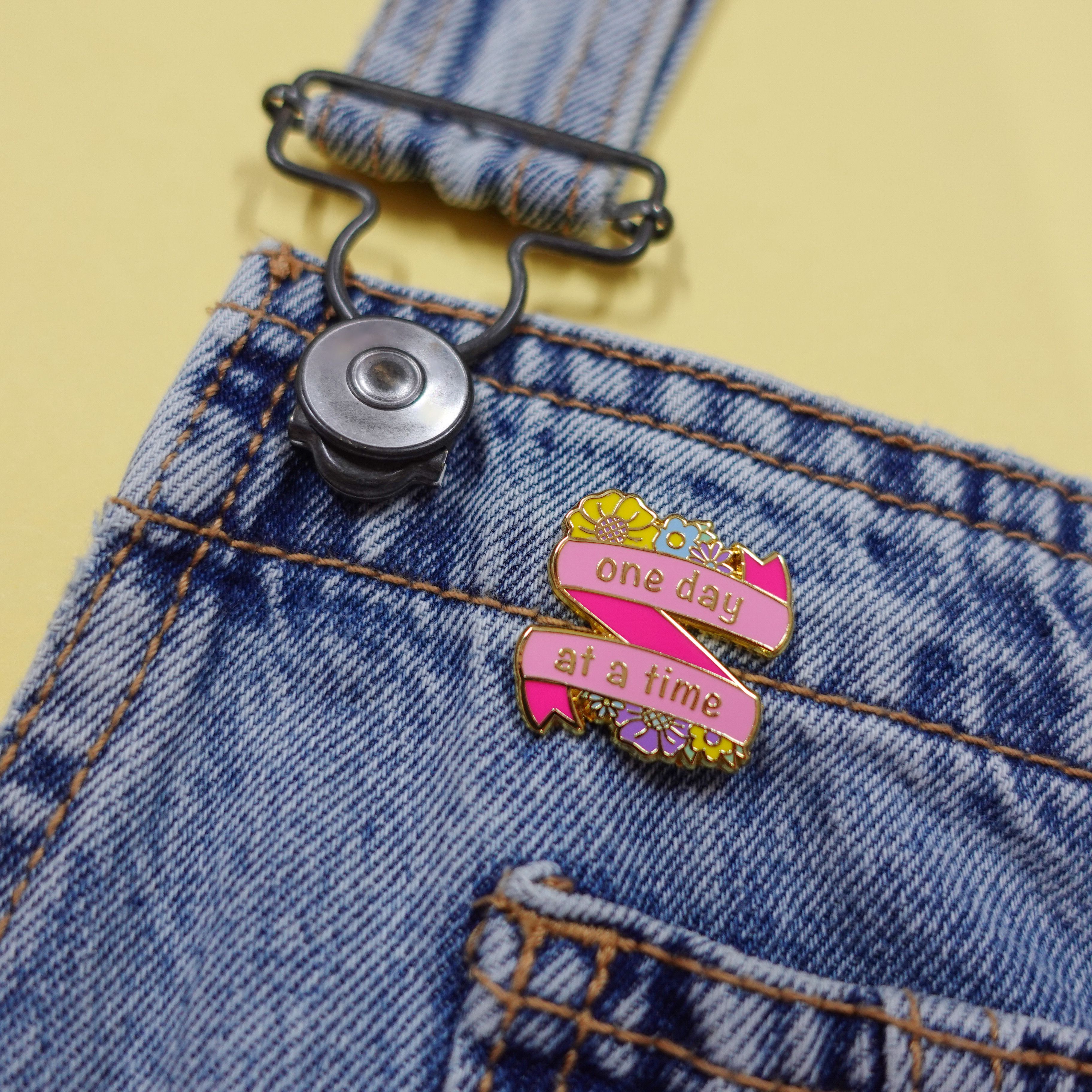 One day at a time enamel pin