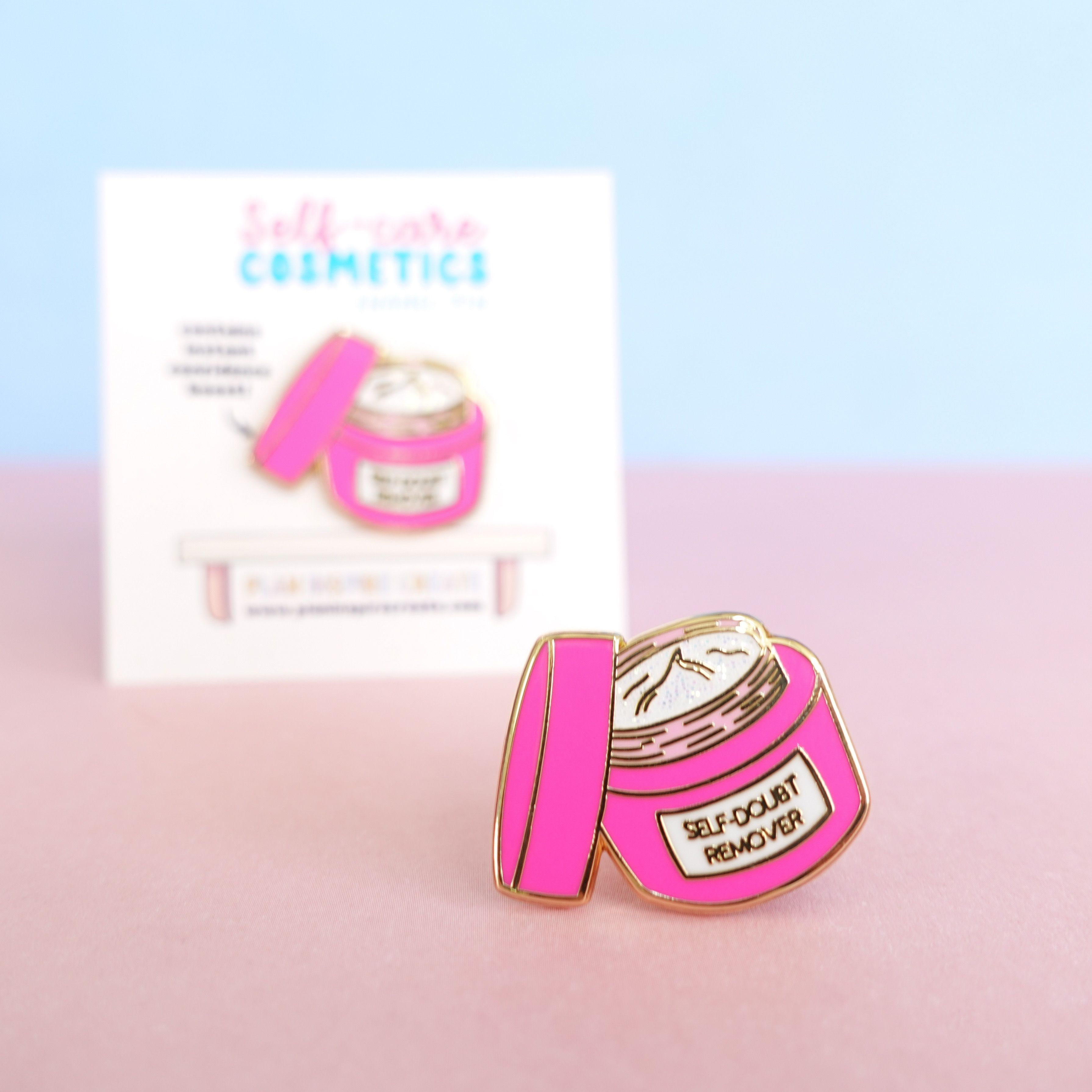 Self-doubt remover enamel pin