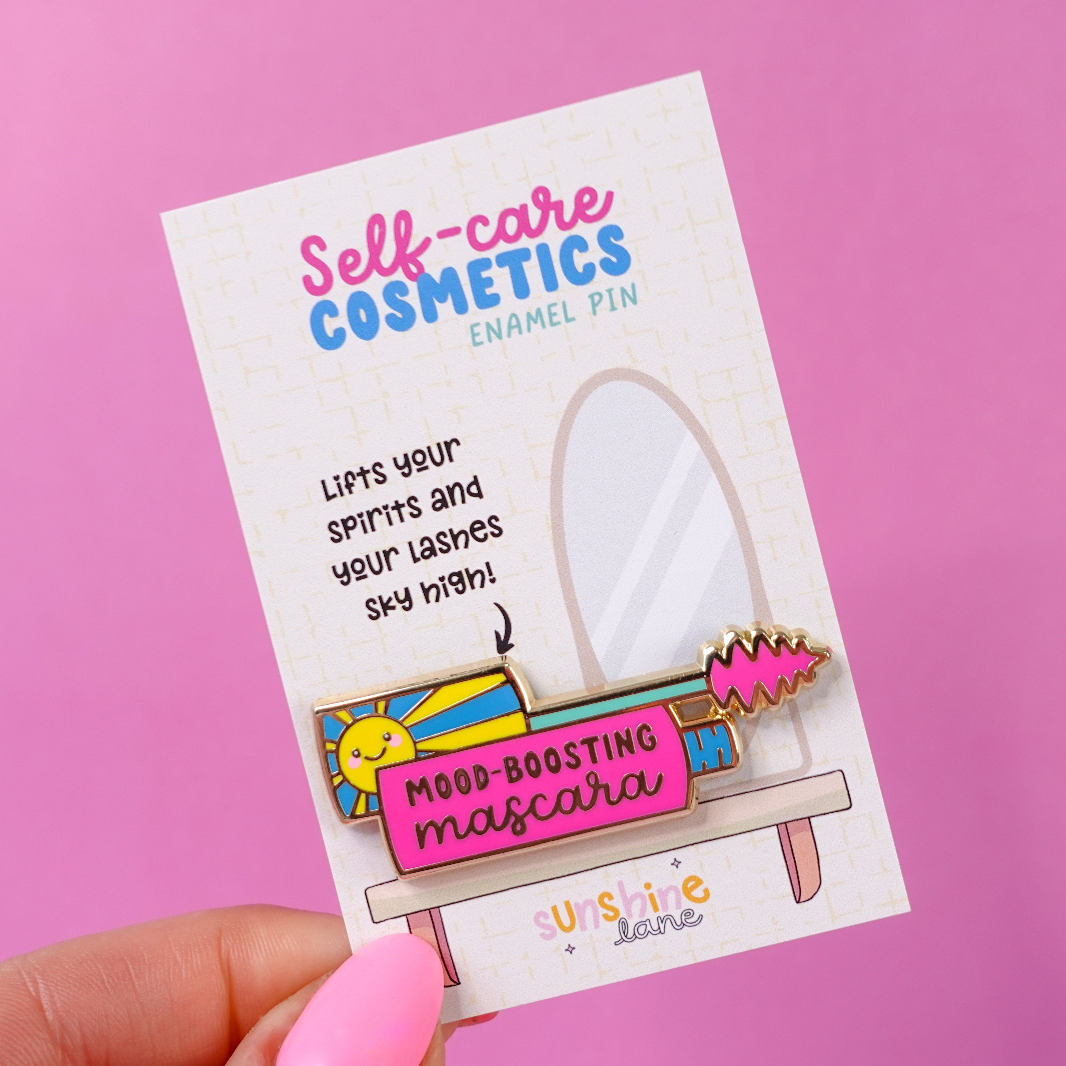 Mood-boosting Mascara Enamel Pin