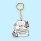 Typewriter Wooden Keyring - 'start a new story'