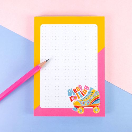 Keep Rolling A6 Dotted Notepad - Retro Rollerskate