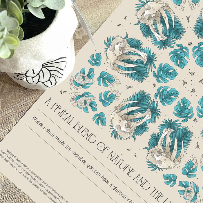 Skulls & Leaves Tiles Art Prints