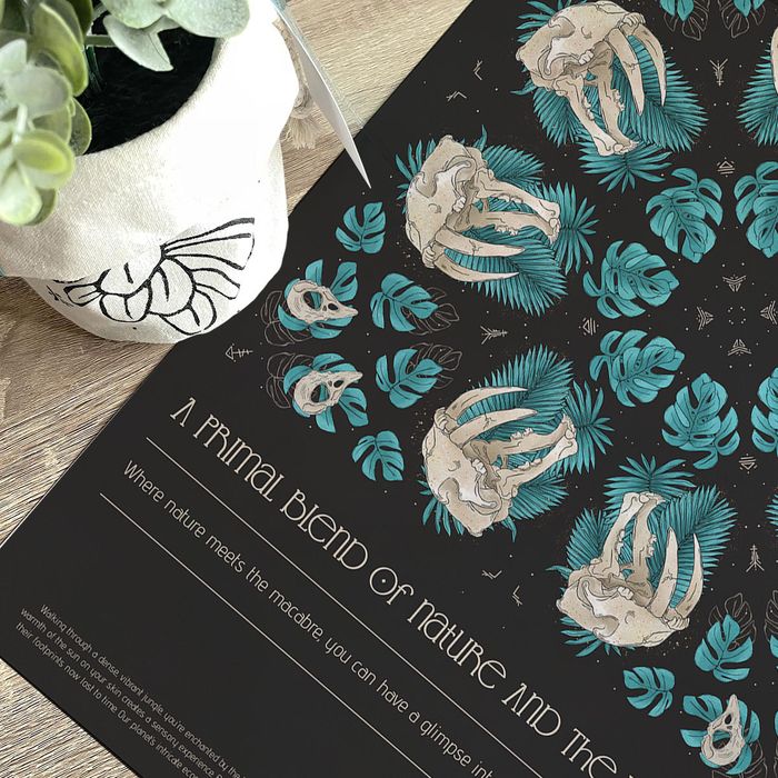 Skulls & Leaves Tiles Art Prints