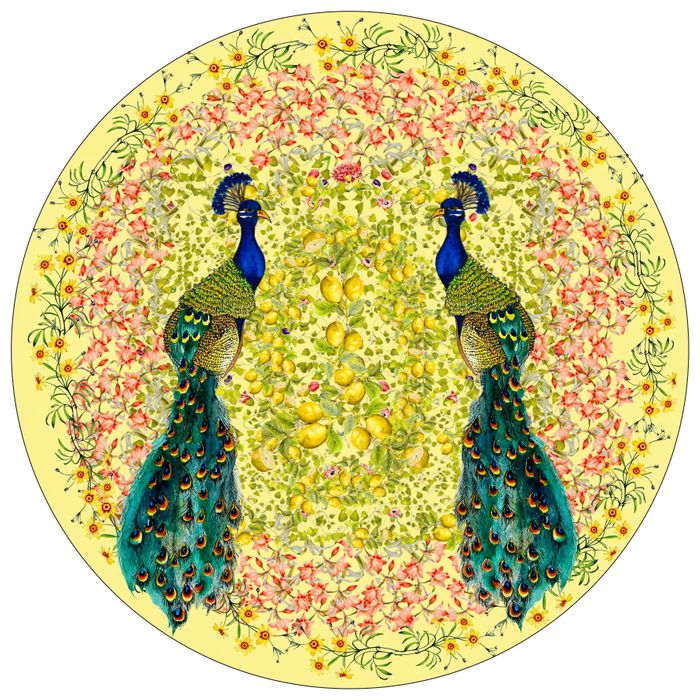 Peacocks and Lemons Placemat (Yellow)
