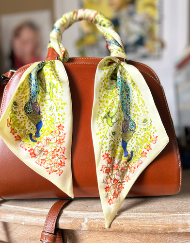Peacocks and Lemons Silk Twilly