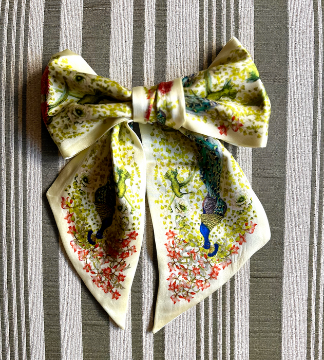 Peacocks and Lemons Silk Twilly