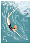 'SWIM WILD & FREE' – Greetings cards & Art Prints