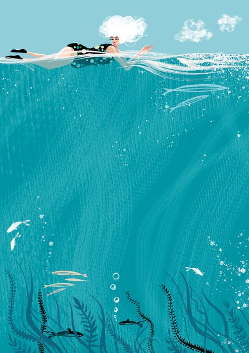 'SWIM WILD & FREE' – Greetings cards & Art Prints