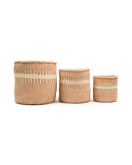 Natural Striped Baskets