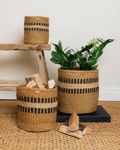 Natural Striped Baskets