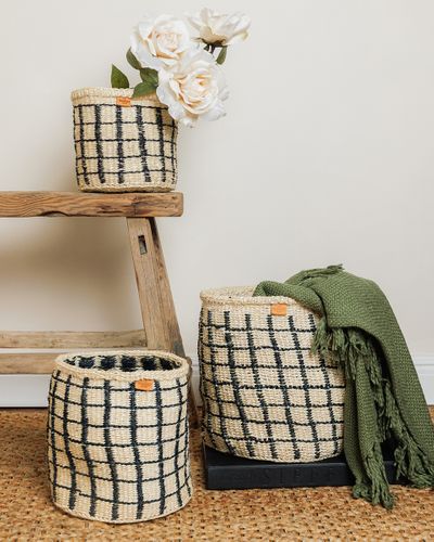 Checked Sisal Baskets