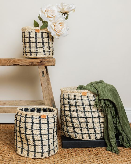 Checked Sisal Baskets